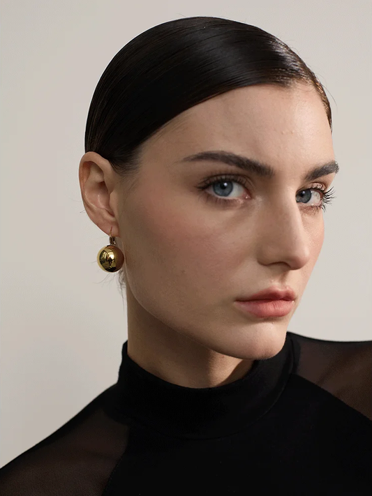 Smooth round big hoop metal charm earrings - product image