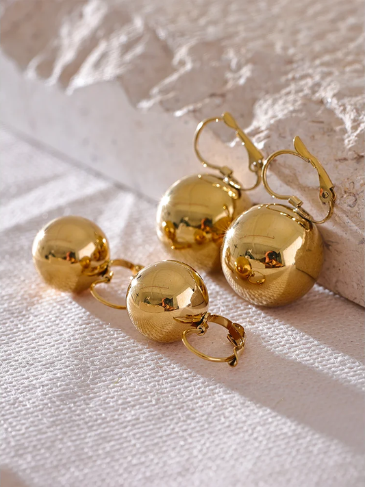 Smooth round big hoop metal charm earrings - product image