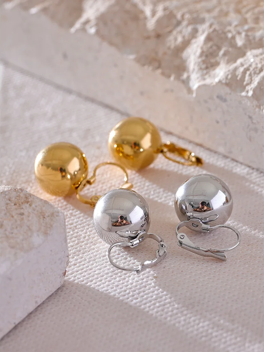 Smooth round big hoop metal charm earrings - product image
