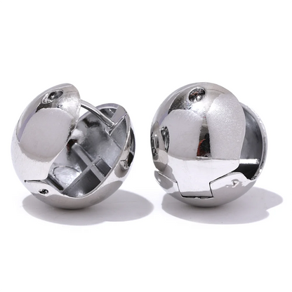 Smooth round hollow hoop earrings - product image