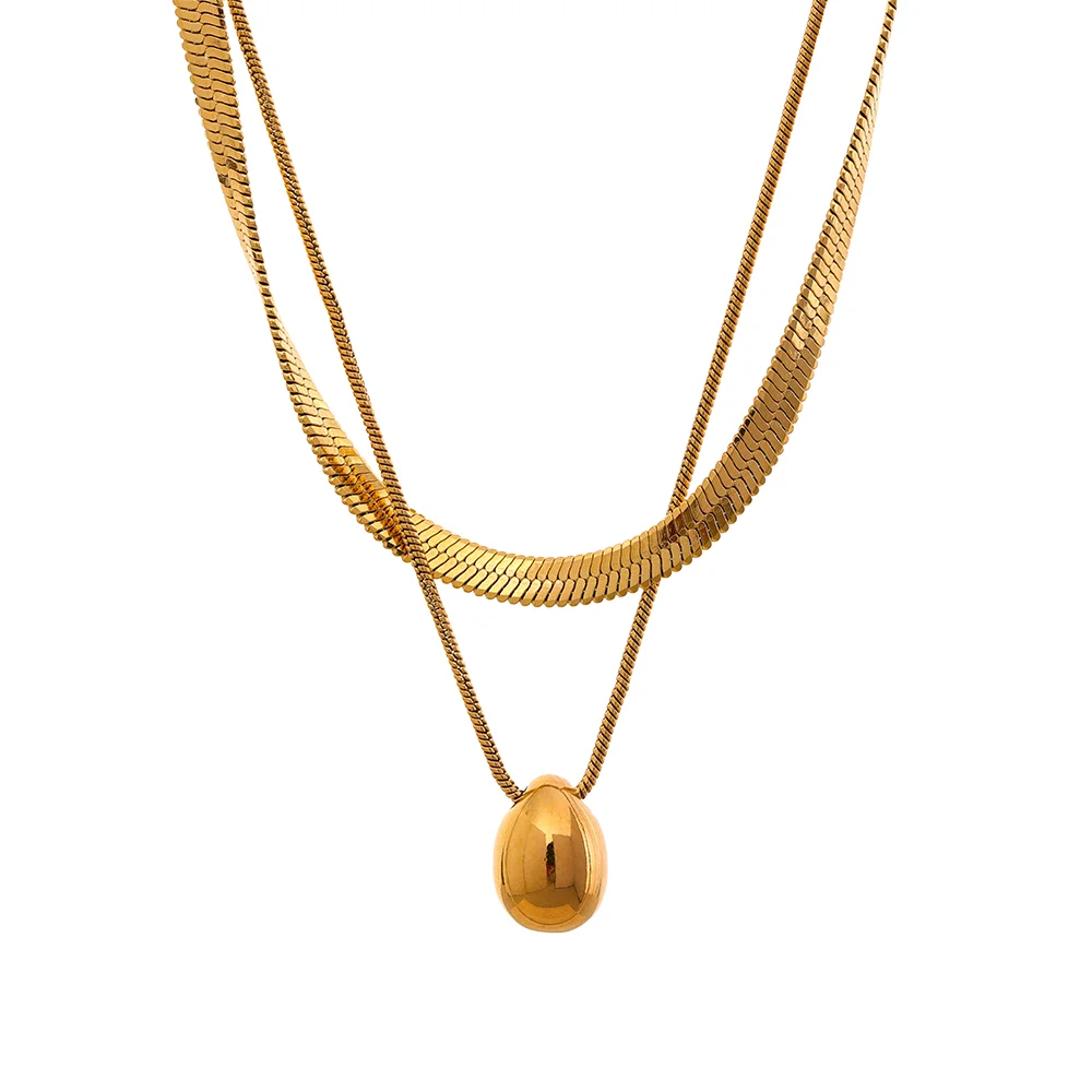 Snake chain double layer pendant necklace women - product image