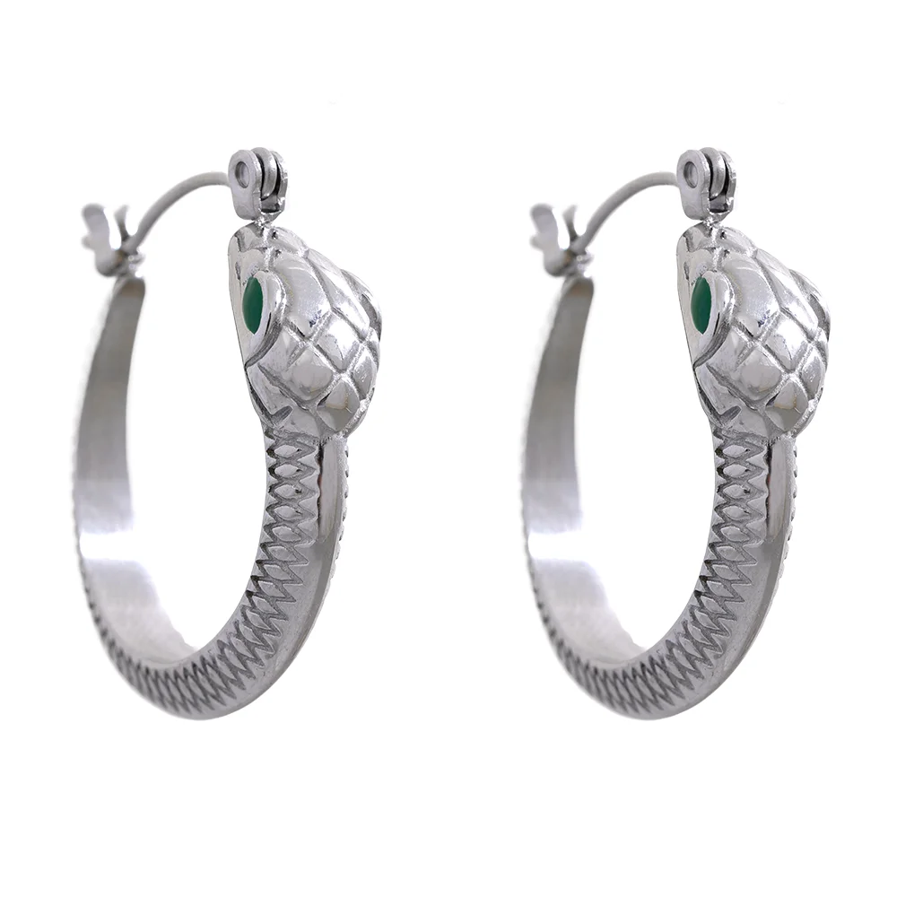 Snake pattern hoop earrings gold color - product image