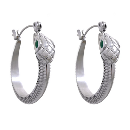 Snake pattern hoop earrings gold color - product image