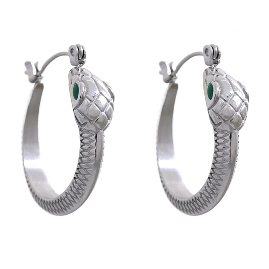 Snake pattern hoop earrings gold color - product image