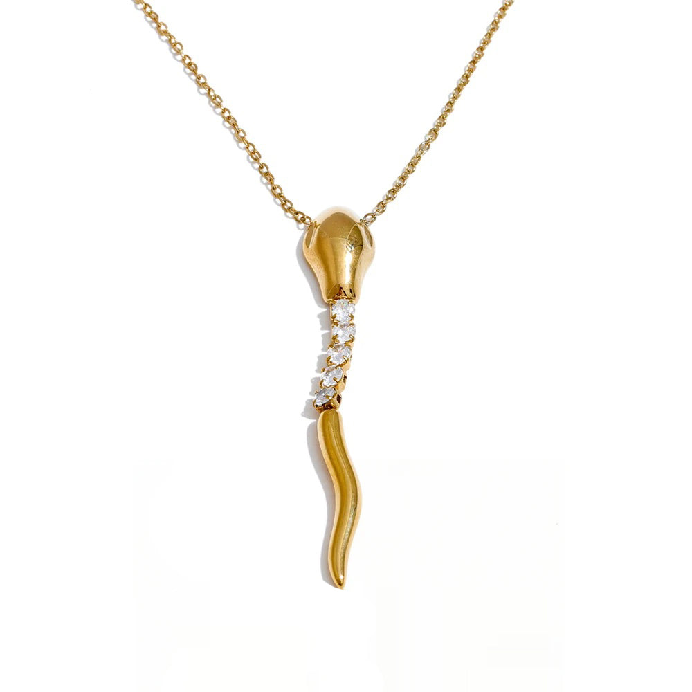 Snake shape zirconia pendant necklace - product image