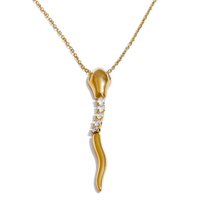 Snake shape zirconia pendant necklace - product image