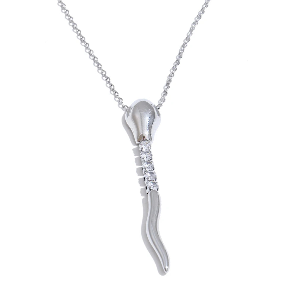 Snake shape zirconia pendant necklace - product image