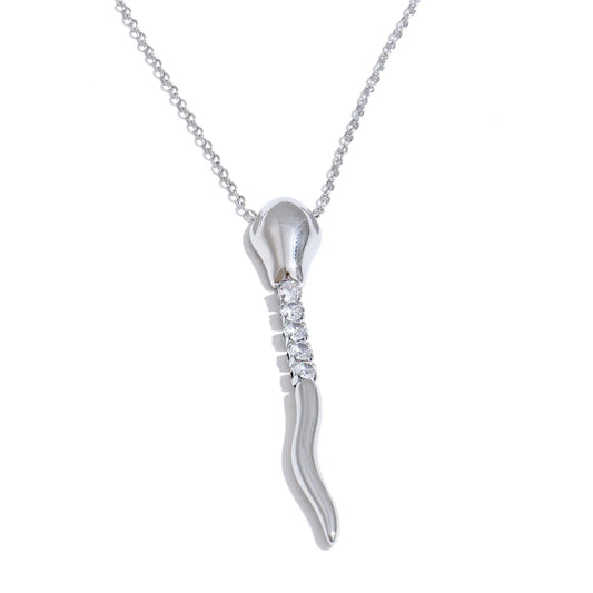Snake shape zirconia pendant necklace - product image