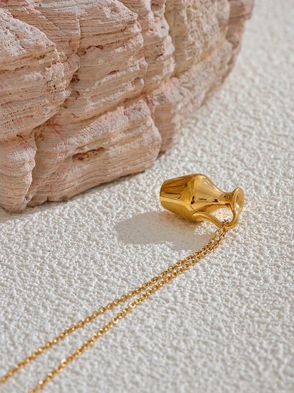 Solid metal vase kettle charm pendant necklace - product image