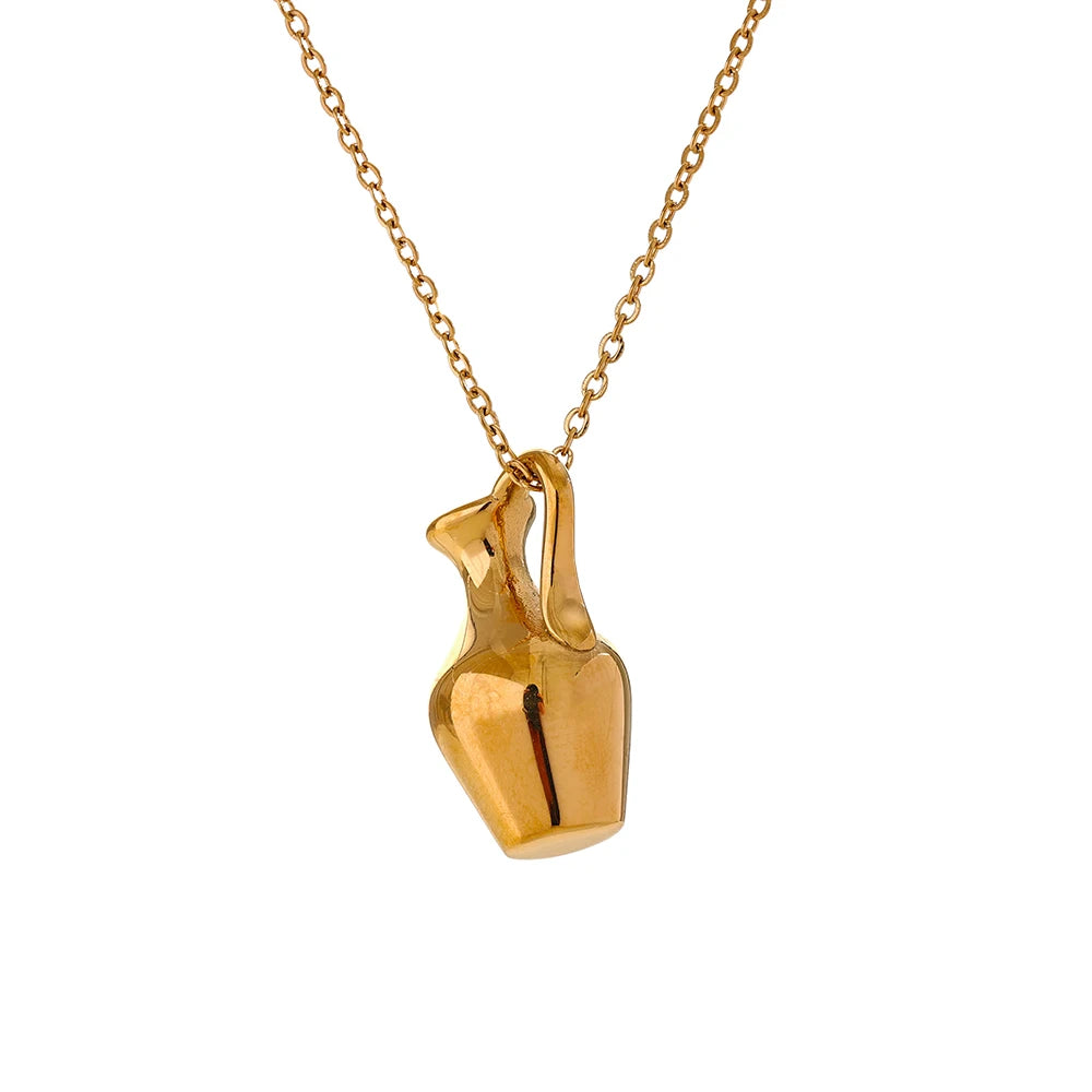 Solid metal vase kettle charm pendant necklace - product image