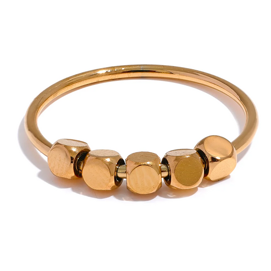 Square beads thin gold silver color summer ring - product image