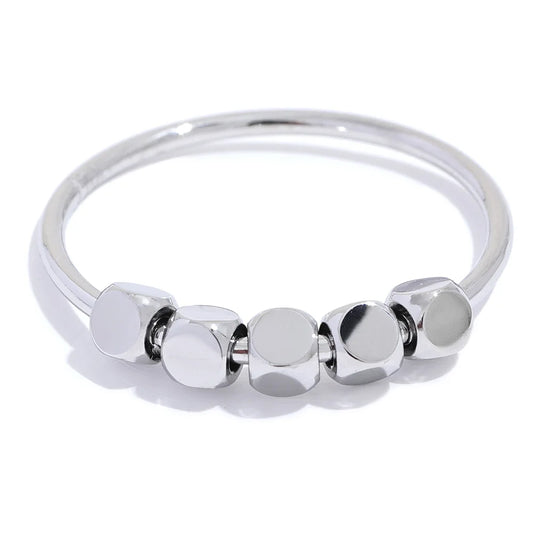 Square beads thin gold silver color summer ring - product image