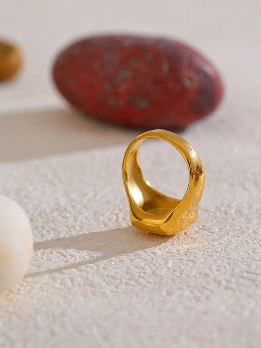 Square casting ring 18k gold pvd plated - product image