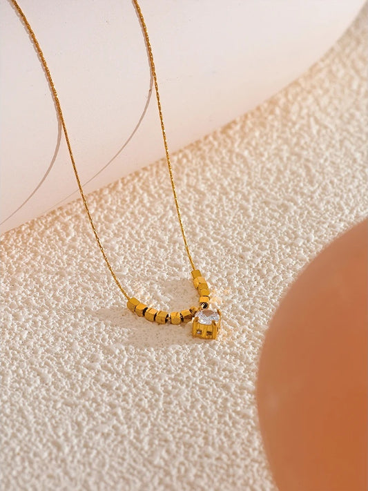 Square chain cubic zirconia pendant necklace - product image