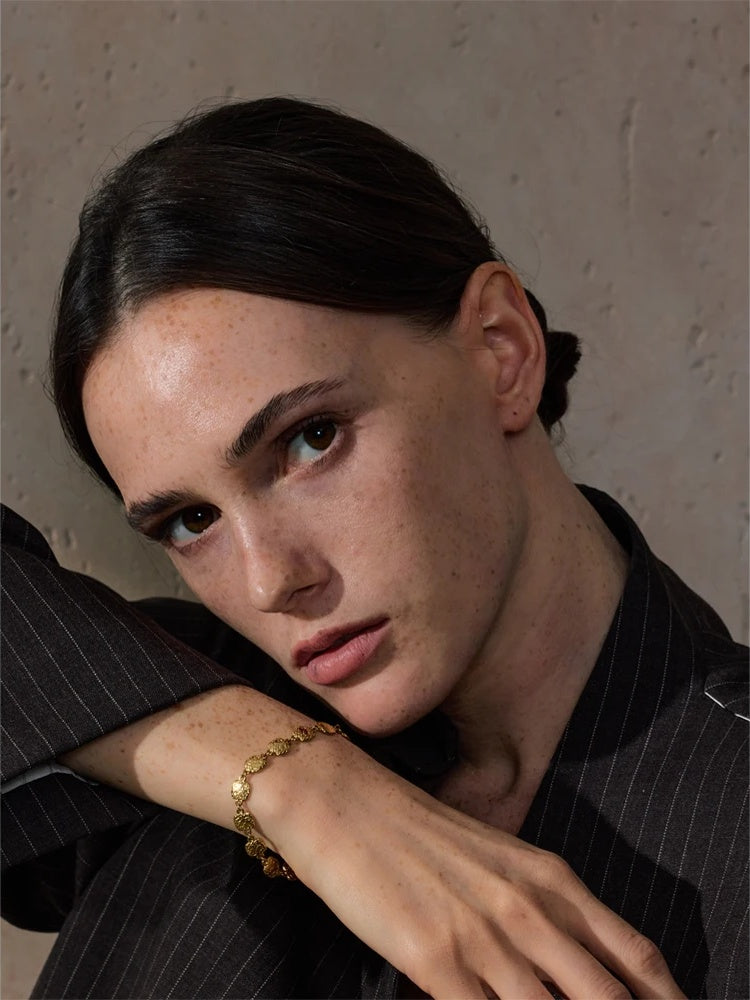 Square chain rust proof charm wrist bracelet - product image