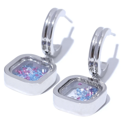 Square crystal drop dangle earrings - product image