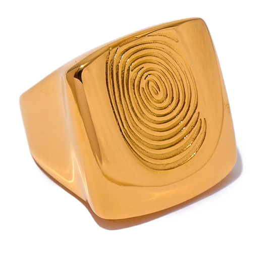 Square fingerprint unique texture ring - product image