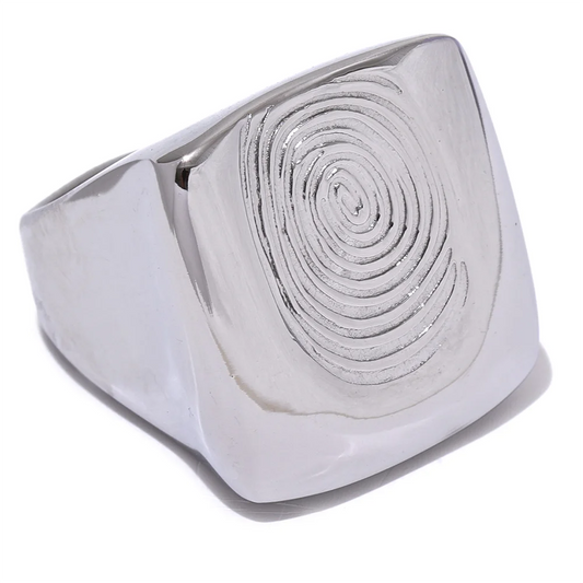 Square fingerprint unique texture ring - product image