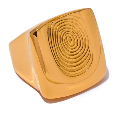 Square fingerprint unique texture ring - product image