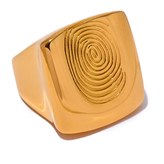 Square fingerprint unique texture ring - product image