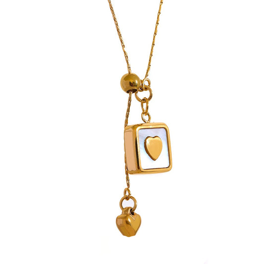 Square heart shell pendant romantic necklace - product image