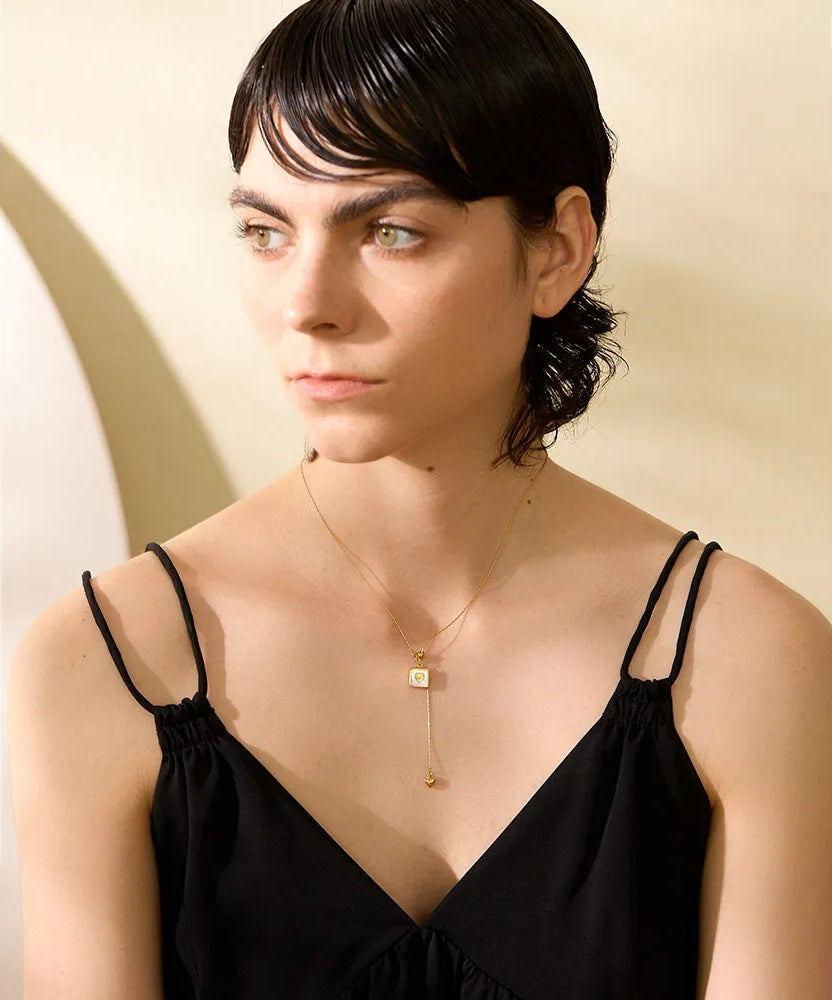 Square heart shell pendant romantic necklace - product image