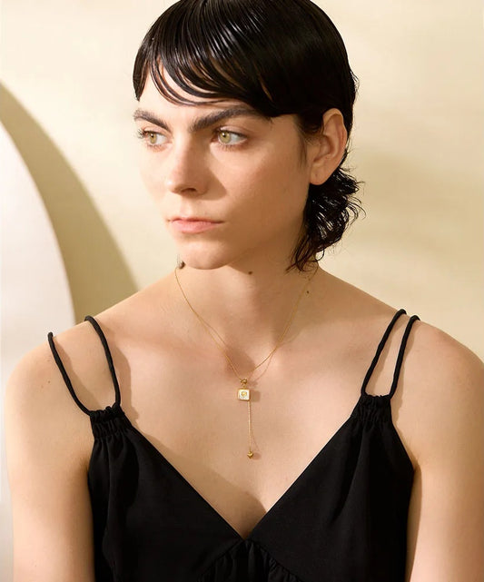 Square heart shell pendant romantic necklace - product image