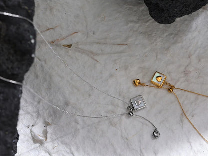 Square heart shell pendant romantic necklace - product image