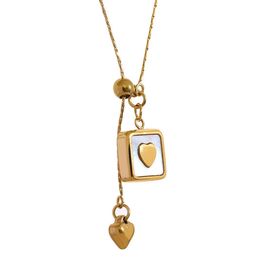 Square heart shell pendant romantic necklace - product image