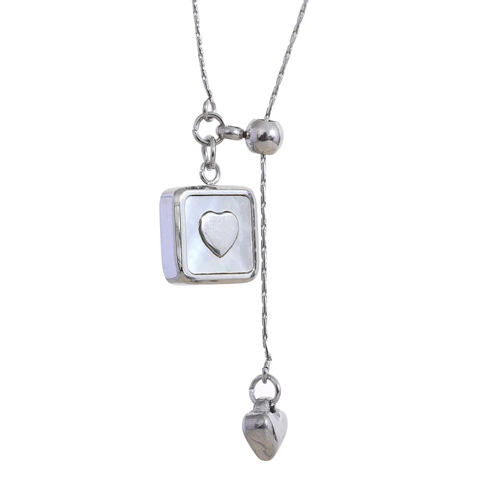 Square heart shell pendant romantic necklace - product image
