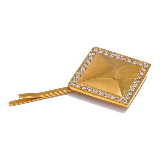 Square minimalist cubic zirconia hair pin - product image