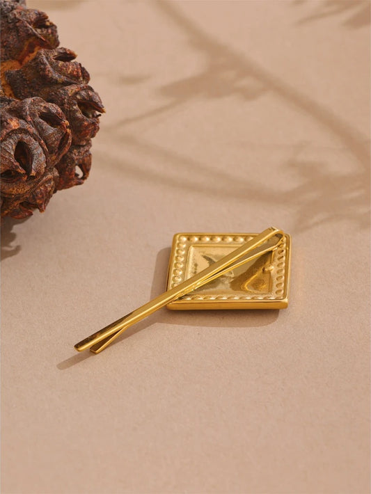Square minimalist cubic zirconia hair pin - product image
