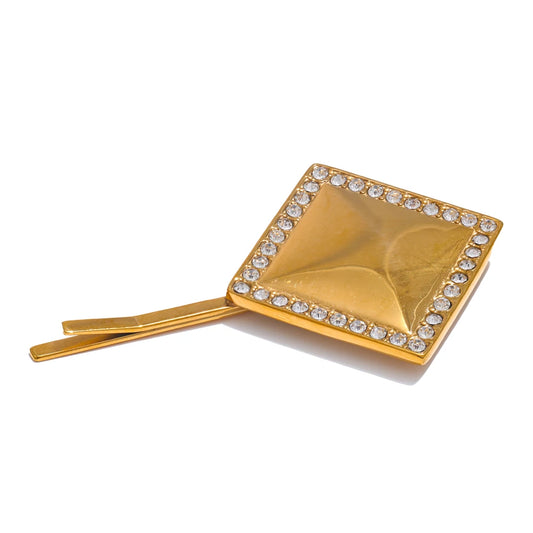 Square minimalist cubic zirconia hair pin - product image