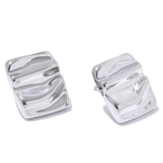 Square minimalist metal small stud earrings - product image
