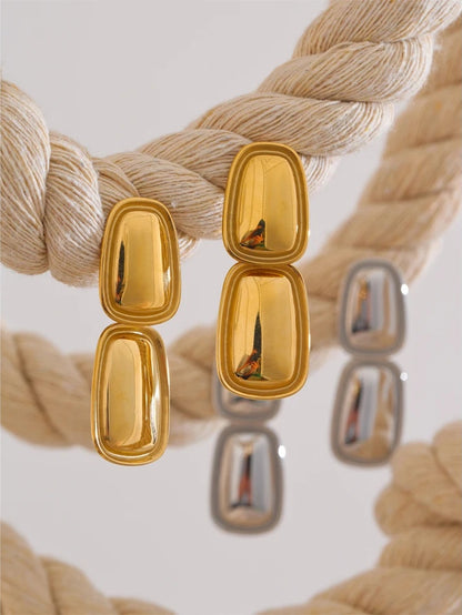 Square rectangle drop abstract statement earrings - product image