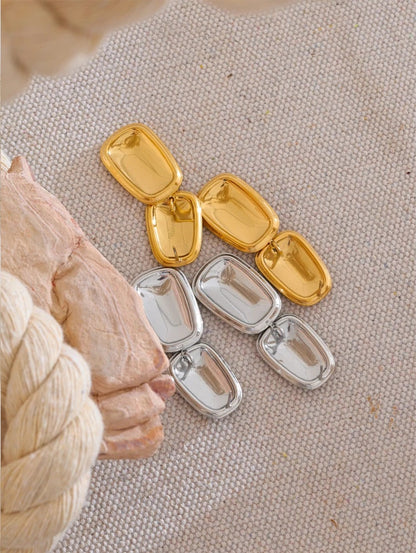 Square rectangle drop abstract statement earrings - product image