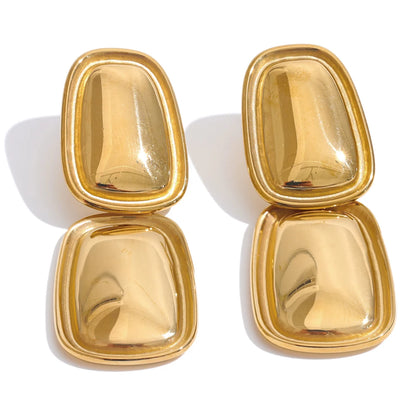 Square rectangle drop abstract statement earrings - product image