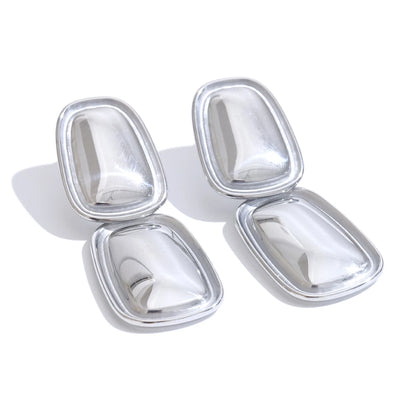 Square rectangle drop abstract statement earrings - product image
