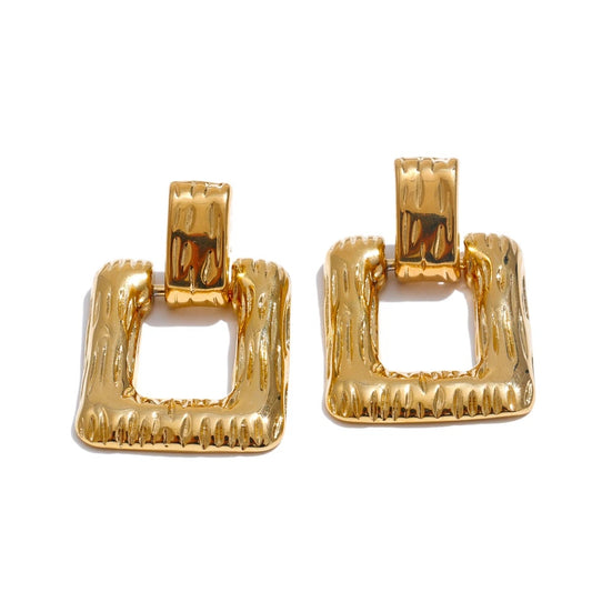 Square rectangle hollow drop contemporary earrings - product image