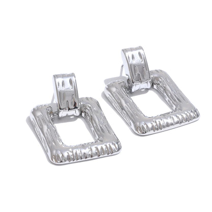 Square rectangle hollow drop contemporary earrings - product image