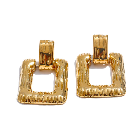 Square rectangle hollow drop contemporary earrings - product image