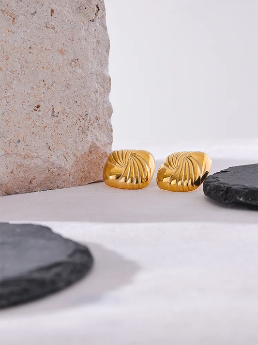 Square stripe statement cast stud earrings women - product image