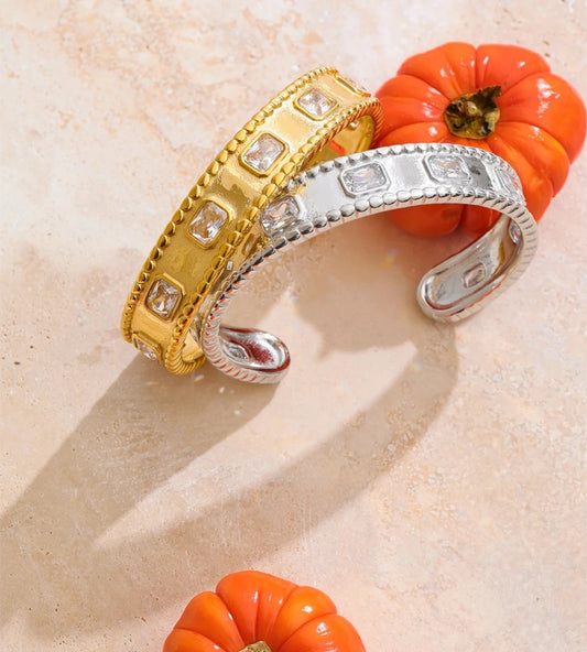 Square zirconia high quality cuff bracelet - product image