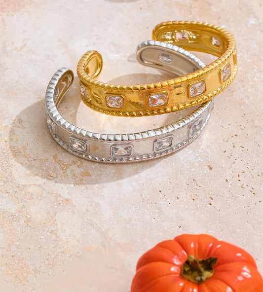 Square zirconia high quality cuff bracelet - product image