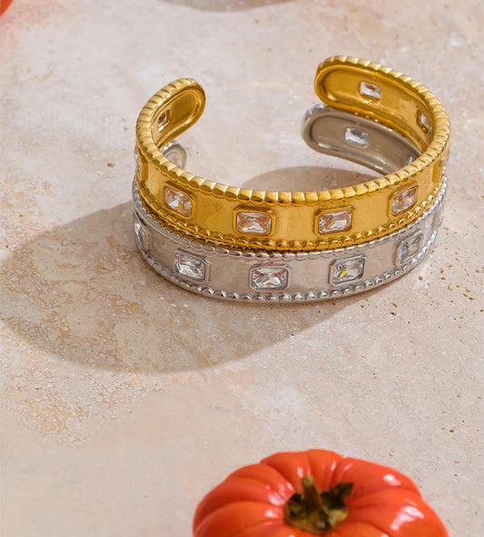 Square zirconia high quality cuff bracelet - product image