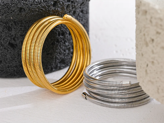 Stackable multi-layer wrap elastic arm bangle bracelet - product image
