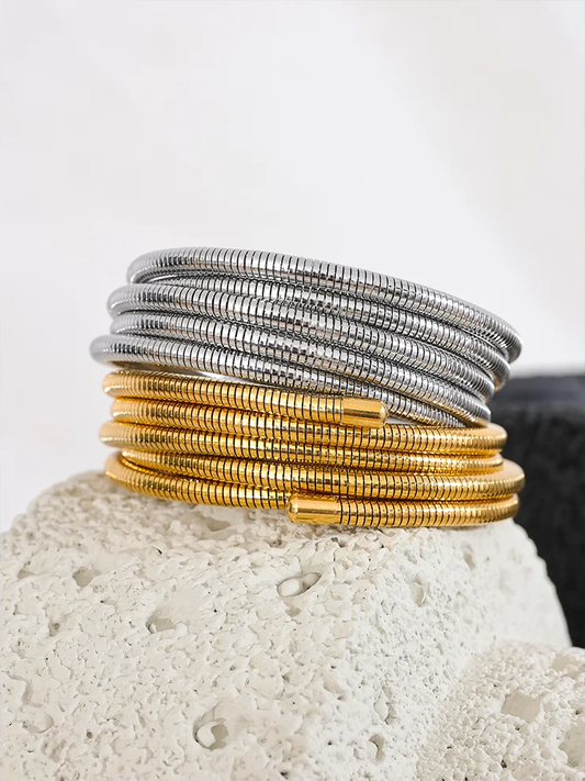 Stackable multi-layer wrap elastic arm bangle bracelet - product image