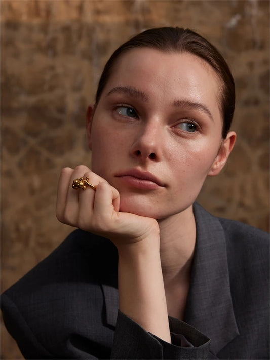 Stacked beads handmade abstract ring women - product image