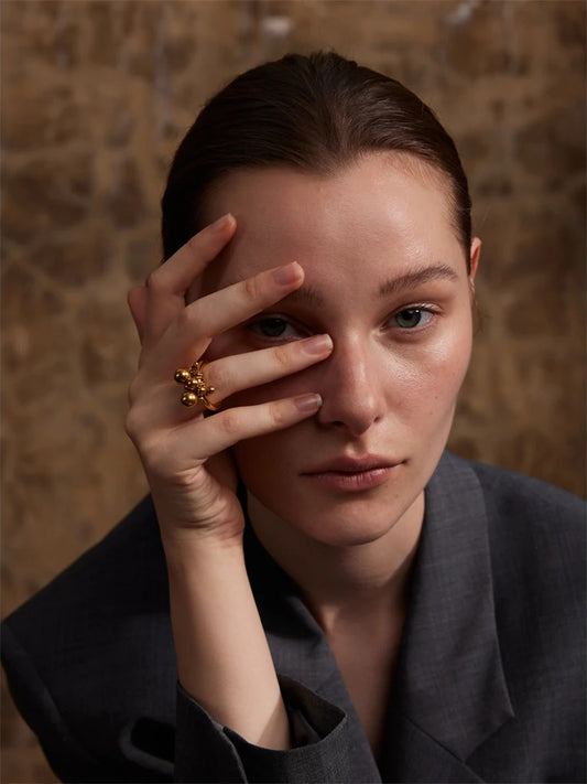 Stacked beads handmade abstract ring women - product image
