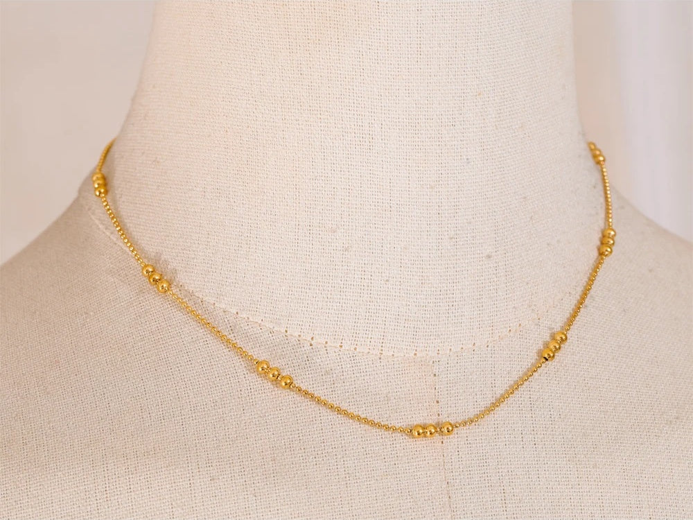 Stainless steel beads chain necklace bracelet set - product image